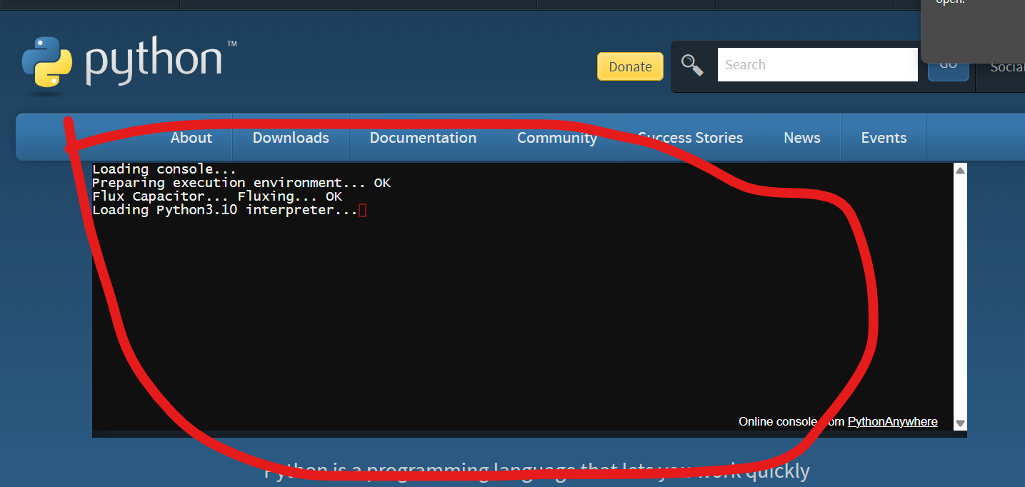 python官網貼心附設的線上編譯器